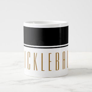 PICKLEBALL Modern Sporty Black White Colour Block Large Coffee Mug