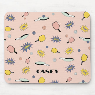 Pickleball Monogram Add Your Name Fun Colourful Mouse Pad