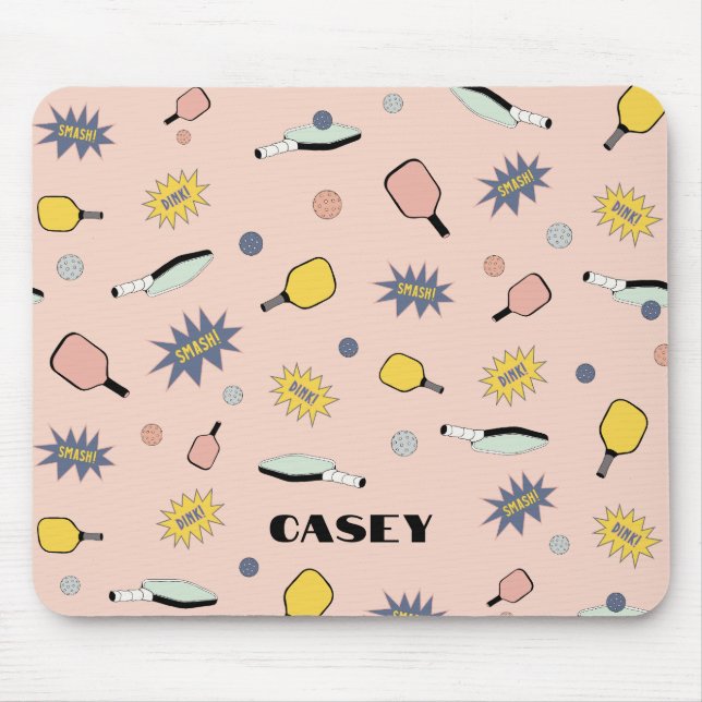 Pickleball Monogram Add Your Name Fun Colourful Mouse Pad (Front)
