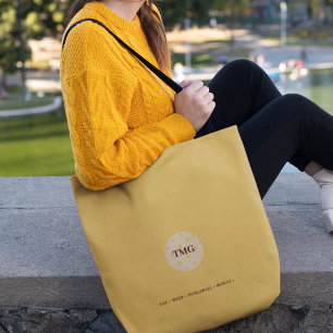 Pickleball Monogram Gold Tote Bag