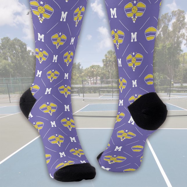 Pickleball Monogram Initial Pattern Socks (Creator Uploaded)