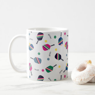 Pickleball Mug with Striped Paddles and Dink!
