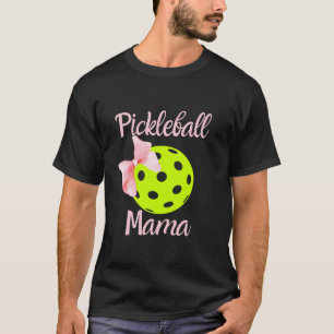 Pickleball Mum Mama Pink Bow Coquette Preppy Aesth T-Shirt
