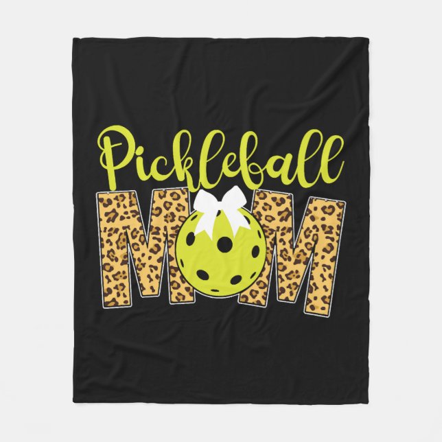 Pickleball Mum Mother Leopard  Fleece Blanket (Front)