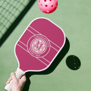 Pickleball Ninja Custom Name Initial Girly Pink Paddle