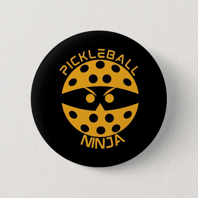 Pickleball ninja-orange 6 cm round badge (Front)