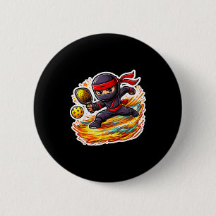 Pickleball ninja racket sport player lover 6 cm round badge