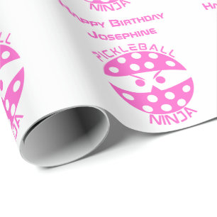Pickleball ninja with custom name wrapping paper