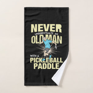 Pickleball - Old Man With A Pickleball Paddle Hand Towel