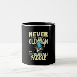 Pickleball - Old Man With A Pickleball Paddle Two-Tone Coffee Mug
