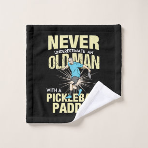 Pickleball - Old Man With A Pickleball Paddle Wash Cloth