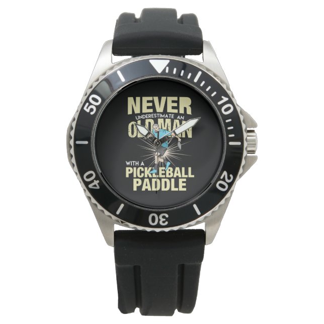 Pickleball - Old Man With A Pickleball Paddle Watch (Front)