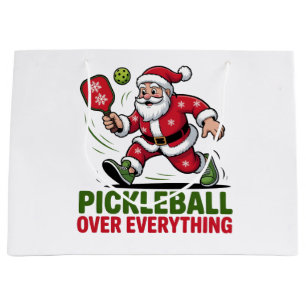 Pickleball Over Everything Pickleball Santa Large Gift Bag