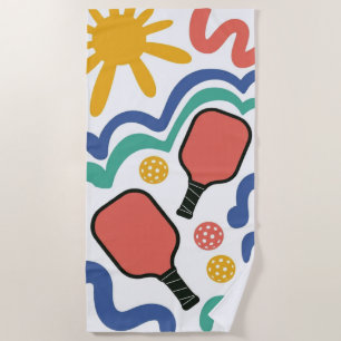 Pickleball Paddle And Ball Beach Towel Gift