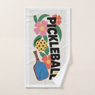 Pickleball Paddle And Ball Floral Sports Towel