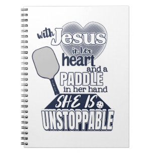 Pickleball Paddle and Jesus Womens Quote Notebook