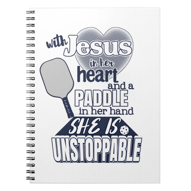Pickleball Paddle and Jesus Womens Quote Notebook (Front)