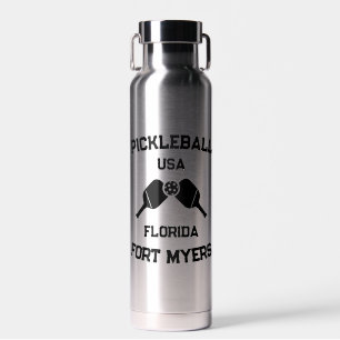 Pickleball Paddle & Ball Fort Myers Florida Custom Water Bottle
