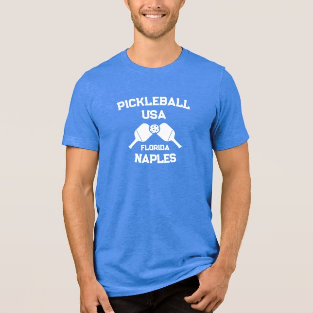 Pickleball Paddle Ball Naples Florida USA Custom  Tri-Blend Shirt (Front)