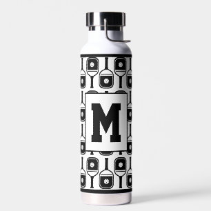 Pickleball Paddle Ball Personalised Monogram White Water Bottle