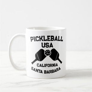 Pickleball Paddle Ball Santa Barbara CA Custom Coffee Mug