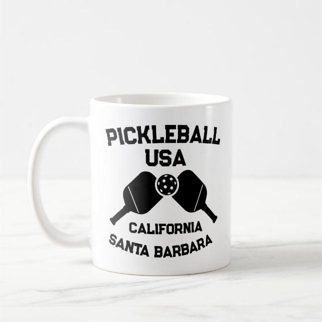 Pickleball Paddle Ball Santa Barbara CA Custom  Coffee Mug (Left)