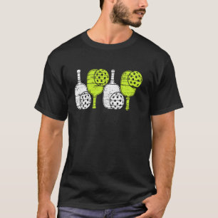 Pickleball Paddle Balls Bright Green Game Day Fun T-Shirt