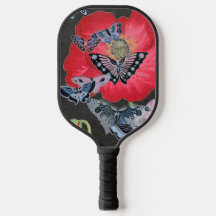 Pickleball Paddle BUTTERFLIES AND KANJI HAPPINESS
