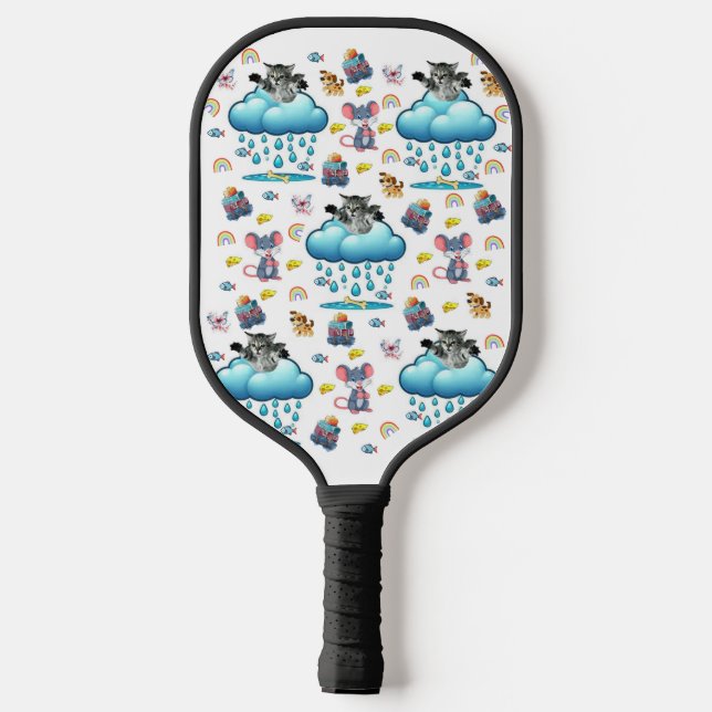 Pickleball Paddle Cat Dog Mouse Square (Back)