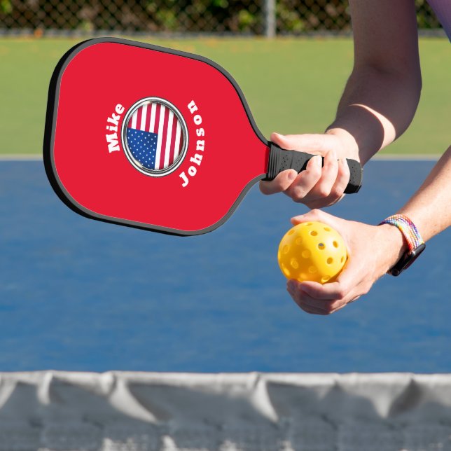 Pickleball Paddle-  Custom American Flag add name Pickleball Paddle (Insitu)