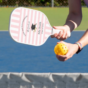 Pickleball Paddle Cute Graduation Pink Stripe
