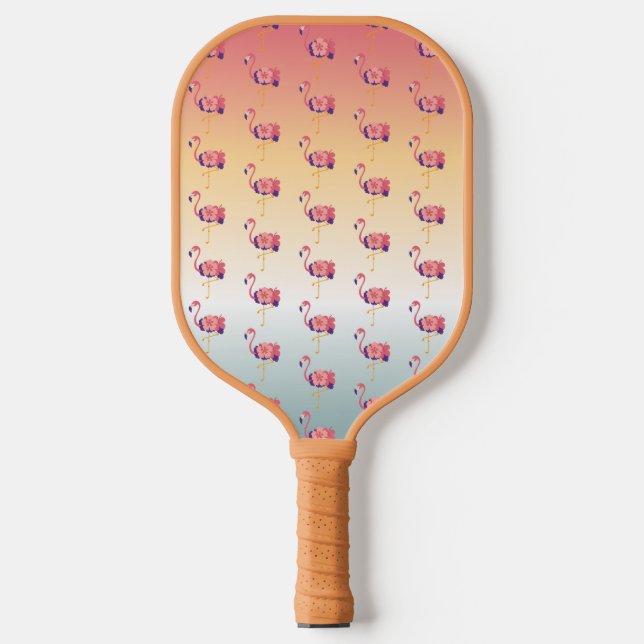Pickleball Paddle Flamingo Sunset Birds (Front)