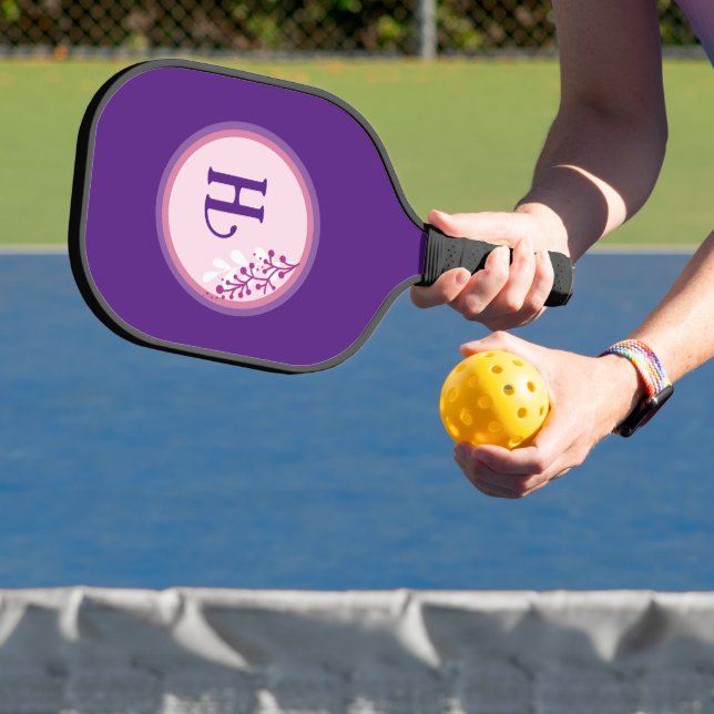 Pickleball Paddle  - Floral Add your initial   (Insitu)