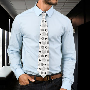 Pickleball Paddle Grey White Ball Racket Pattern Tie