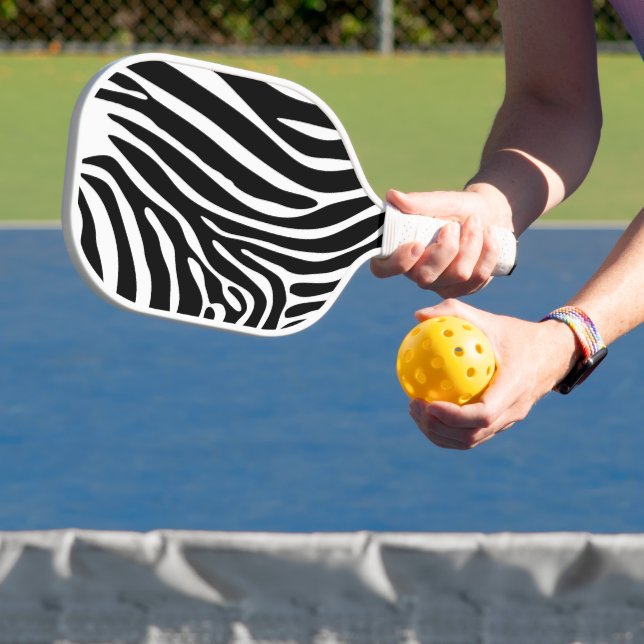 Pickleball Paddle in Black & White Animal Print  (Insitu)