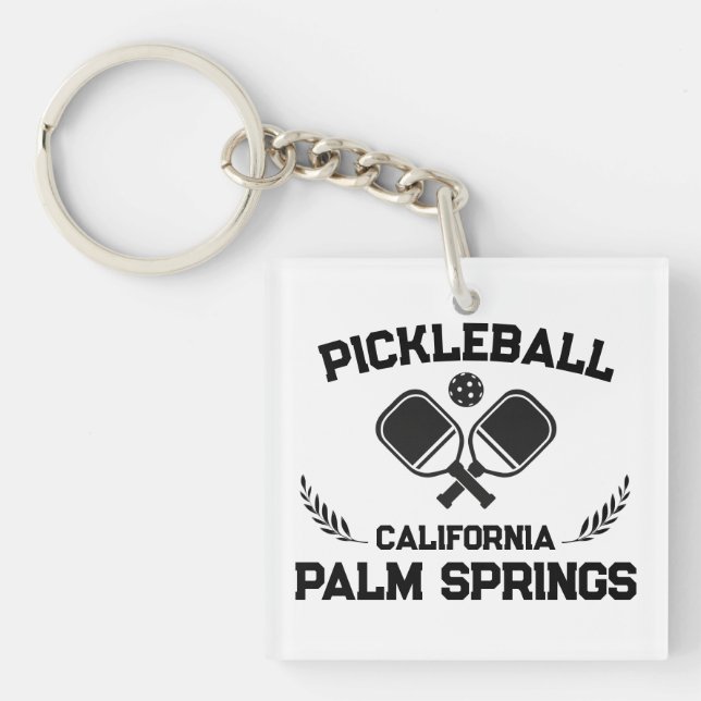 Pickleball Paddle Palm Springs California Custom  Key Ring (Front)