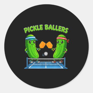 Pickleball paddle player funny pickle ballers fun classic round sticker
