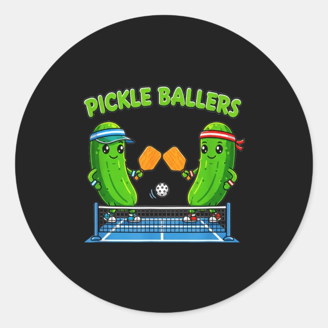 Pickleball paddle player funny pickle ballers fun classic round sticker (Front)