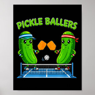 Pickleball paddle player funny pickle ballers fun poster