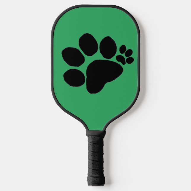 Pickleball Paddle - Polydactyl Pawprint on Green (Front)