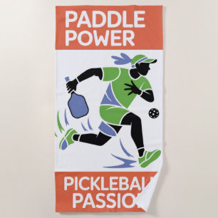 Pickleball Paddle Power Vacation Style Beach Towel