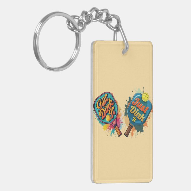 Pickleball Paddle - Sporty & Fun Design Key Ring (Front Left)
