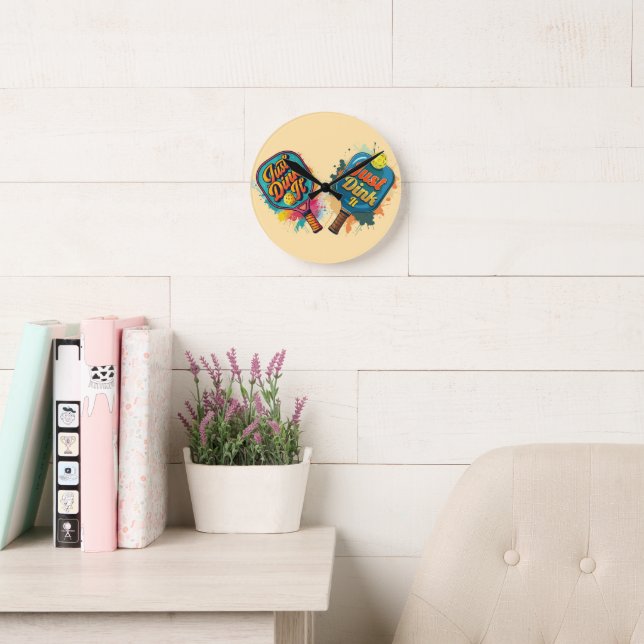 Pickleball Paddle - Sporty & Fun Design Round Clock (Reading Room)