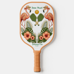 Pickleball Paddle - Vintage Flamingo Retro Design