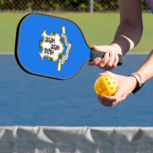 Pickleball Paddle with flag of Connecticut, USA