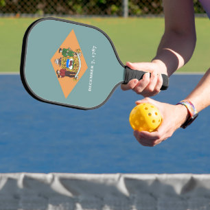 Pickleball Paddle with flag of Delaware, USA