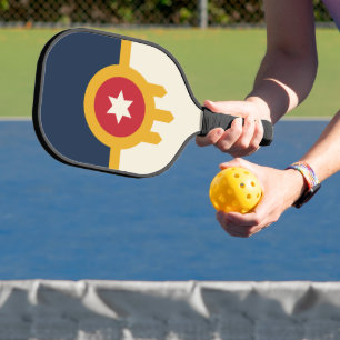 Pickleball Paddle with flag of Tulsa City, USA