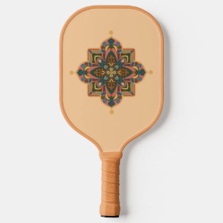 Pickleball Paddle with geometric peachy mandala