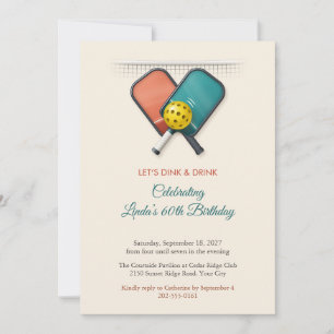 Pickleball Paddles 60th Birthday Party Invitation