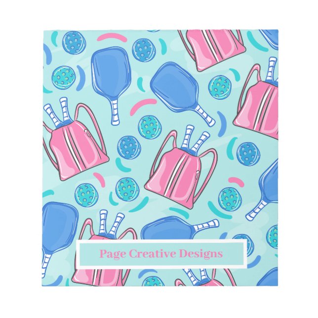 Pickleball Paddles and Ball Blue Personalised  Notepad (Front)